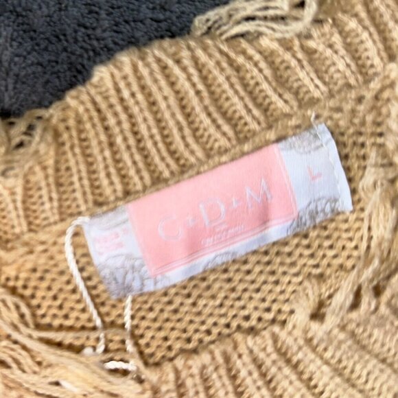 Cropped Daisy Floral Print V Neck Long Sleeve Personality Sweater Ribbed Trim - Picture 10 of 15